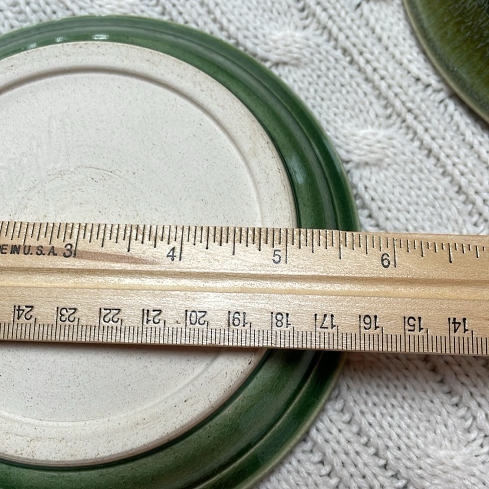 Pottery bowl with spout/handle & saucer. Blues and greens glazed Makers mark - Picture 10 of 10